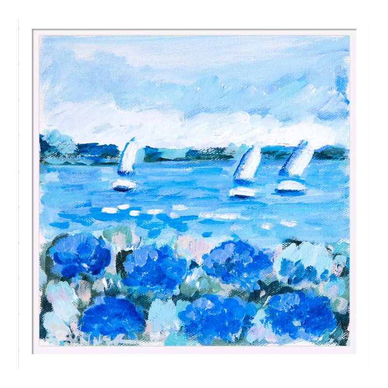 Ultramarine Blooms And Sails Original Framed Painting 1 Ultramarine Blooms And Sails Original Framed Painting