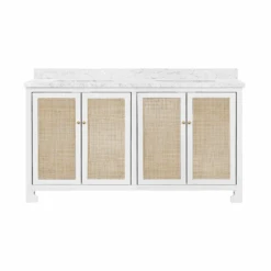 Capistrano 60" Double Bathroom Vanity With Carrara Marble Top - White