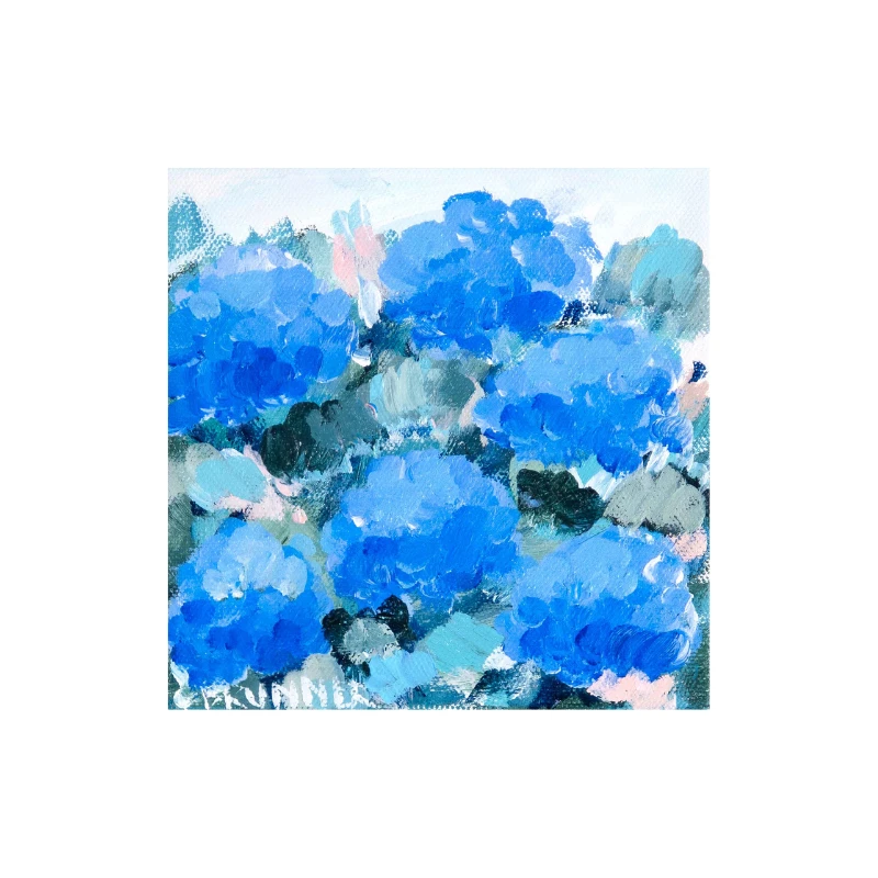 Blue Coastal Bloom I Mini Original Painting 1 Blue Coastal Bloom I Mini Original Painting