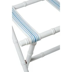 Resort Bamboo Luggage Rack - White With Light Blue Stripe Straps -Sabre Home Decor Sale 20 3df6a566 0456 47a9 8a9b 70a354a1401f