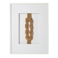 White Nautical Knot Framed Art - Double Academic Knot