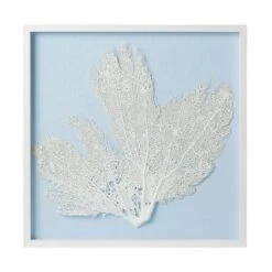 Sea Fan Framed Art - White On Light Blue