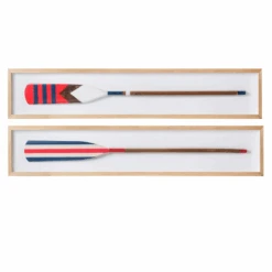 Patriotic Oar Framed Art Set - Maple Frame