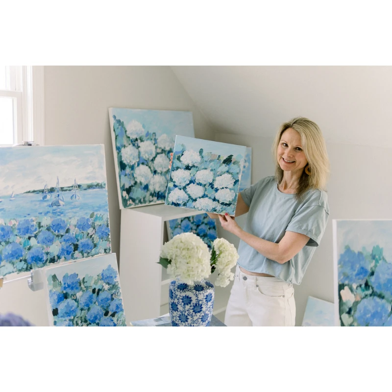 Ultramarine Blooms I Original Framed Painting 2 Ultramarine Blooms I Original Framed Painting - Image 2