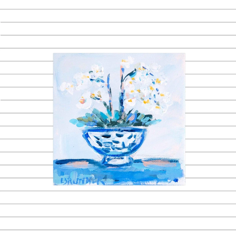 White Orchids I Mini Original Painting 3 White Orchids I Mini Original Painting - Image 3