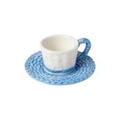 Blue Rattan Espresso Cup & Saucer