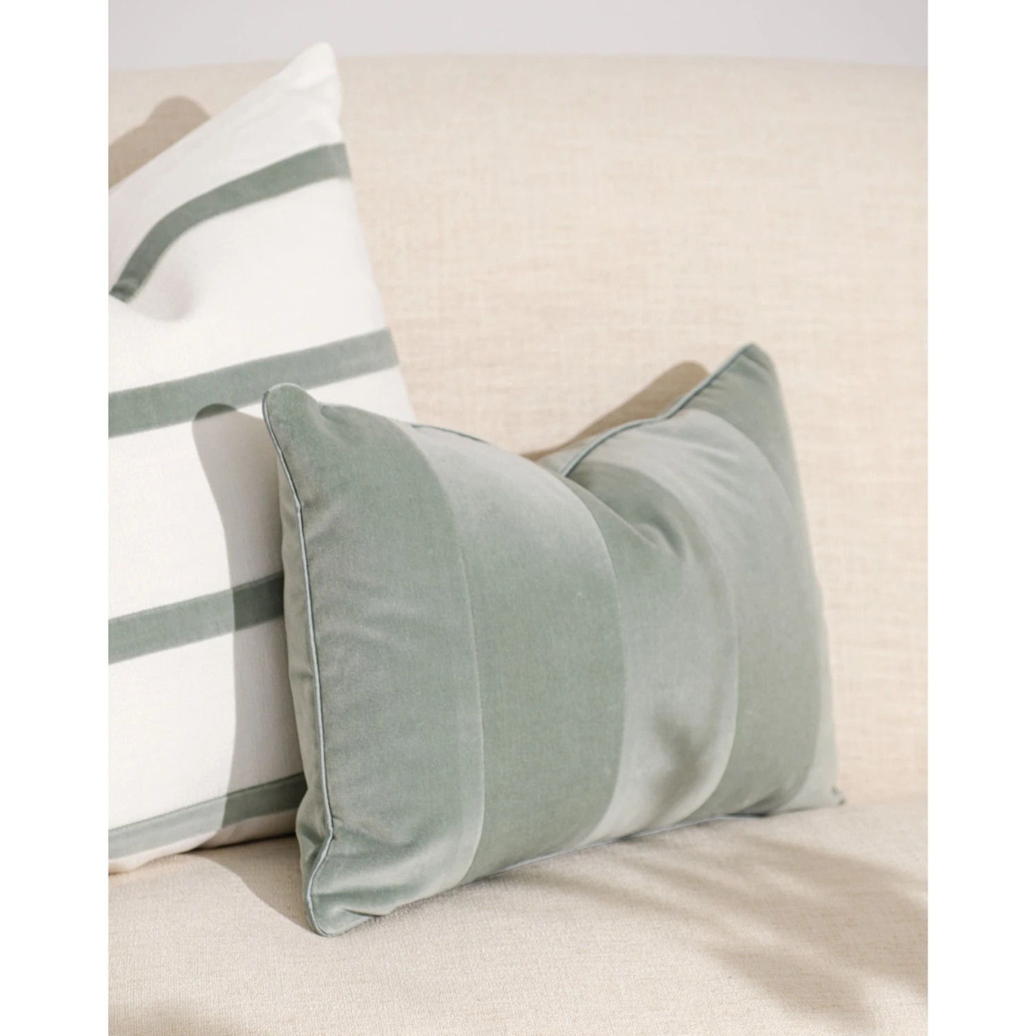 Petoskey Velvet Bolster Pillow With Insert - Sea Salt 3 Petoskey Velvet Bolster Pillow With Insert - Sea Salt - Image 3