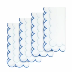 Blue Scallop Embroidered Napkins - Set Of 4