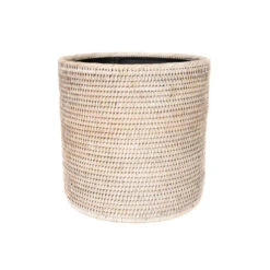 Sconset Round Waste Basket - White-Washed