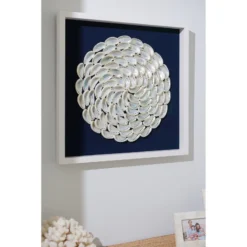 Pearl Abalone Shell Ripple Framed Art - Navy 15 Pearl Abalone Shell Ripple Framed Art - Navy -Sabre Home Decor Sale ART 1261 ALT5