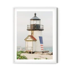 American Flag On Brant Point Lighthouse Print -Sabre Home Decor Sale AmericanFlagonBrantPointLighthousesolo
