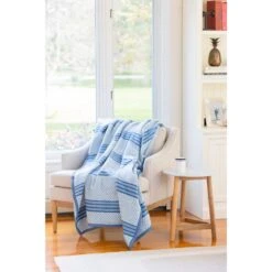 Captain's Classic Light Blue Blanket -Sabre Home Decor Sale BEDD 1037 ALT2
