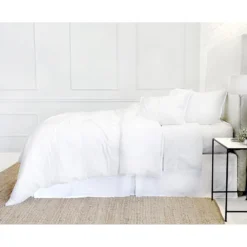 Bamboo Duvet And Sham Set In White By Pom Pom At Home -Sabre Home Decor Sale BEDD 1049 ALT2