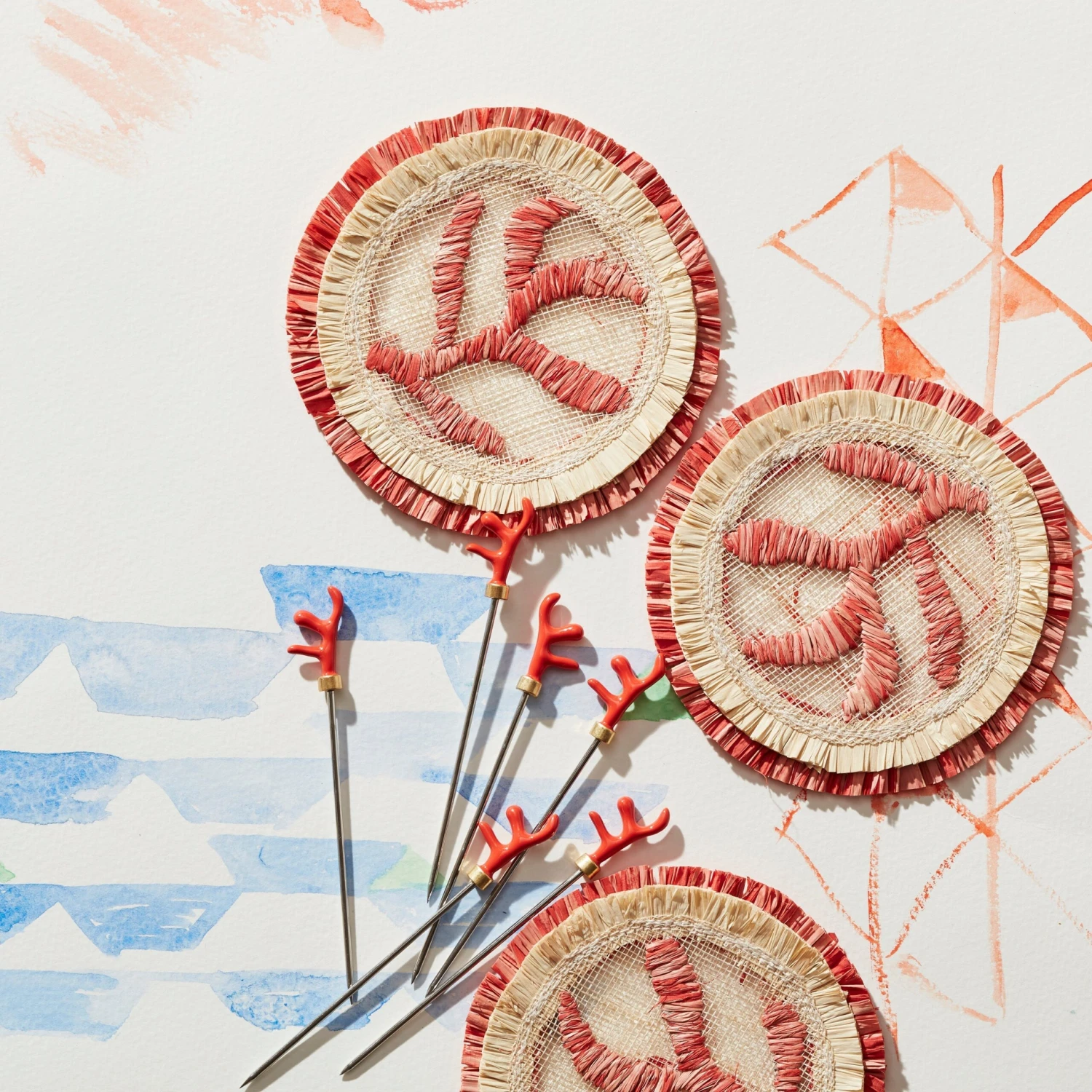 Coral Straw Coasters 2 Coral Straw Coasters - Image 2