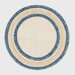 Ruffle Edge Straw Placemat In Indigo - Set Of 4