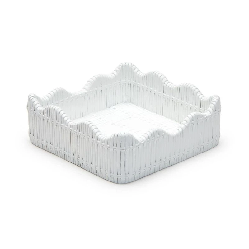 Southampton Rattan Cocktail Napkin Holder - White 1 Southampton Rattan Cocktail Napkin Holder - White