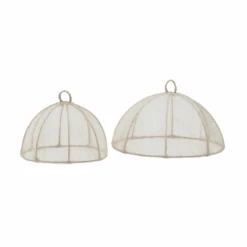 Waterside Round Food Cover In Natural - Set Of 2