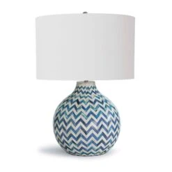 Chevron Bone Table Lamp - Indigo