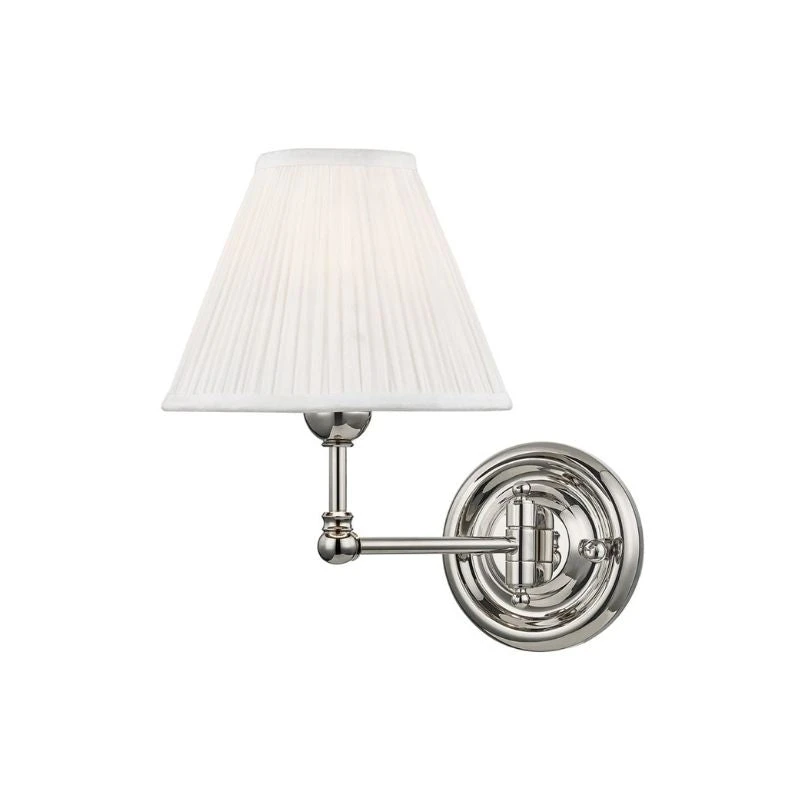 Classic No.1 Sconce - Polished Nickel With White Shade 1 Classic No.1 Sconce - Polished Nickel With White Shade