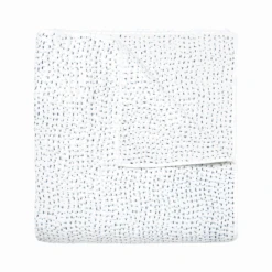 Hand Stitched Light Indigo Quilt & Shams By John Robshaw