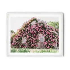 Pink Rose Covered Cottage Print -Sabre Home Decor Sale RoseCoveredCottagesolo