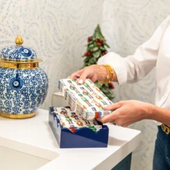 Navy Scallop Lacquered Guest Towel Holder -Sabre Home Decor Sale Screenshot2024 11 15at2.04.52PM