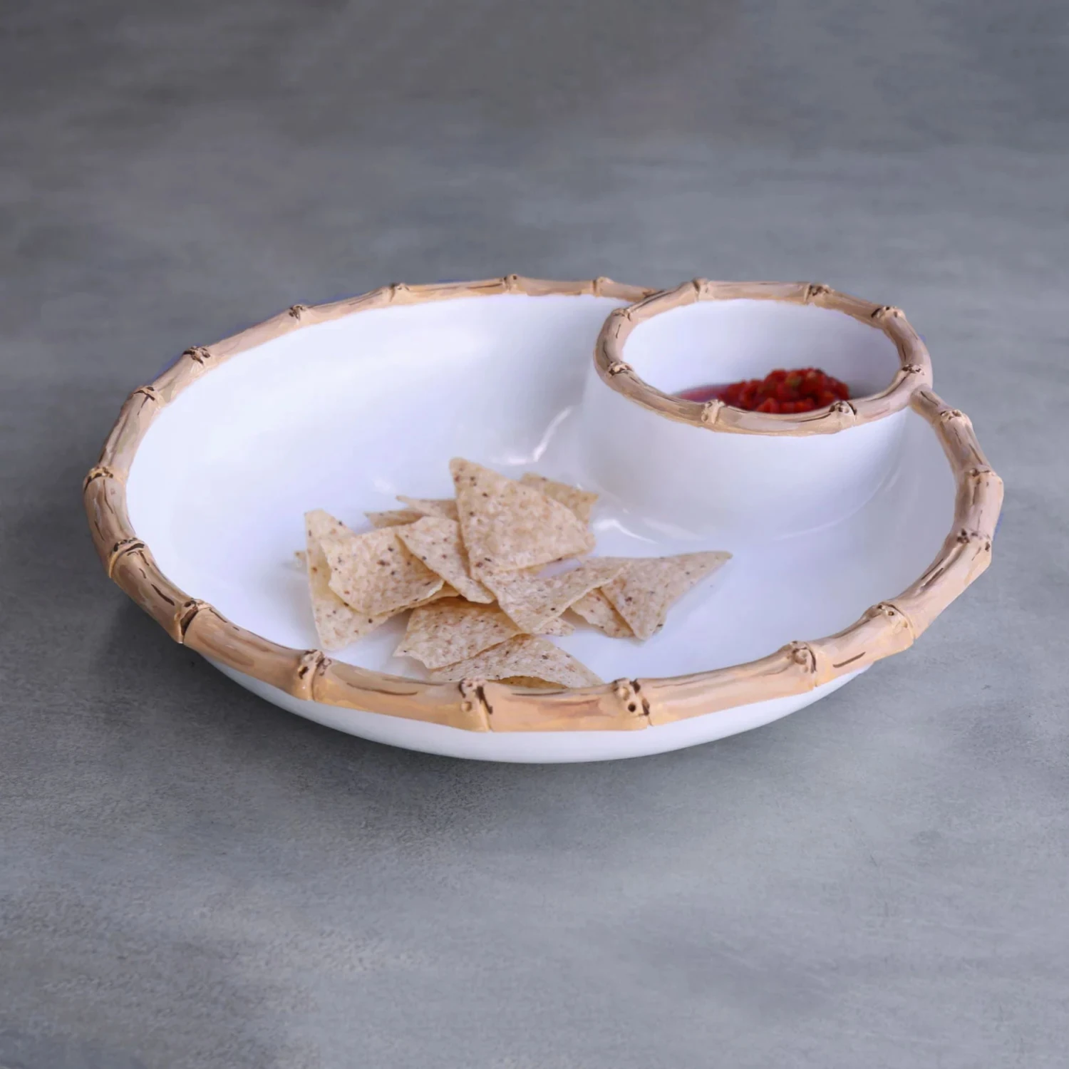 Bamboo Melamine Chip & Dip Bowl 2 Bamboo Melamine Chip & Dip Bowl - Image 2