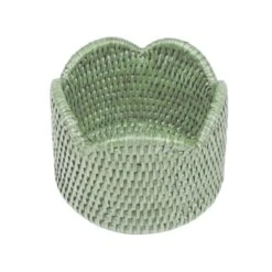 Scallop Rattan Wine Coaster - Green