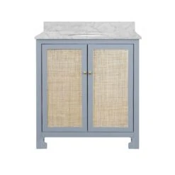 Capistrano 30.5" Single Bathroom Vanity With Carrara Marble Top - Blue