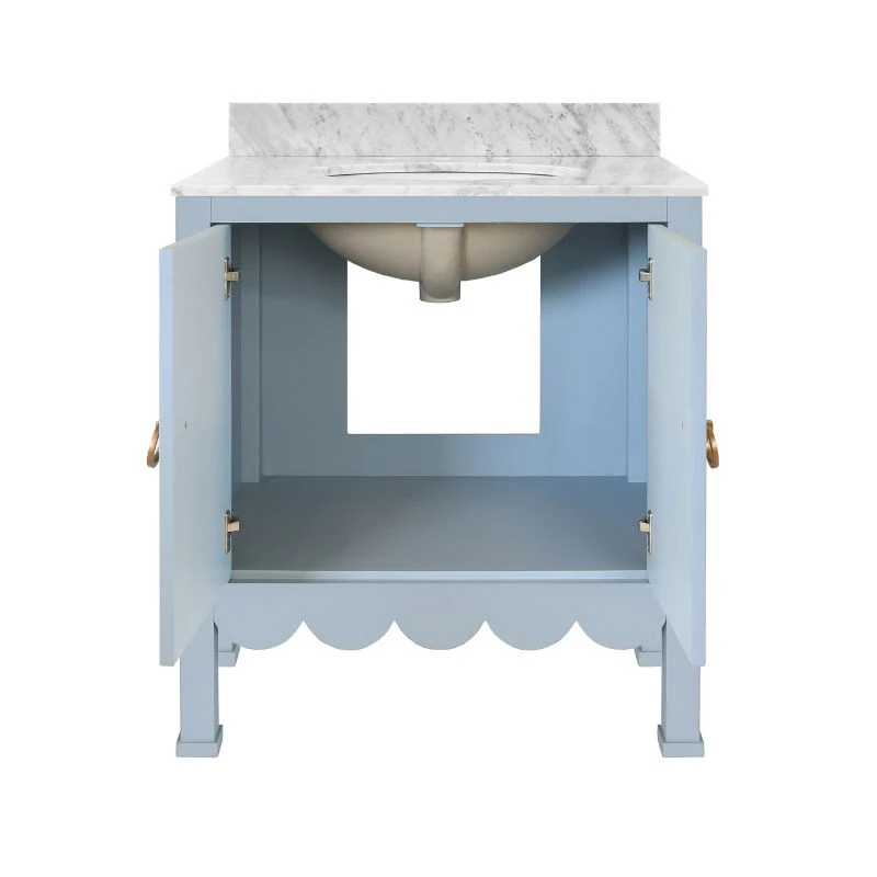Horizon 30.5" Single Bathroom Vanity With Cararra Marble Top - Blue 3 Horizon 30.5" Single Bathroom Vanity With Cararra Marble Top - Blue - Image 3
