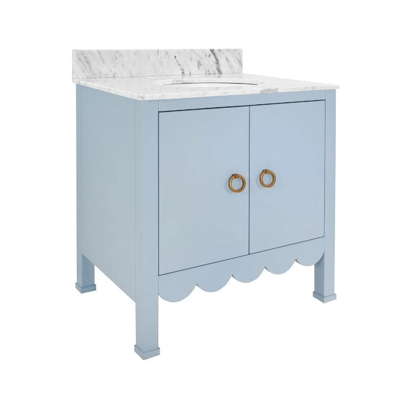 Horizon 30.5" Single Bathroom Vanity With Cararra Marble Top - Blue 4 Horizon 30.5" Single Bathroom Vanity With Cararra Marble Top - Blue - Image 4