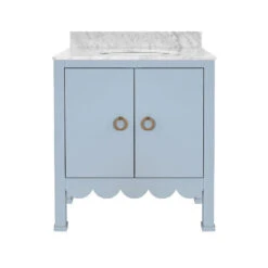 Horizon 30.5" Single Bathroom Vanity With Cararra Marble Top - Blue
