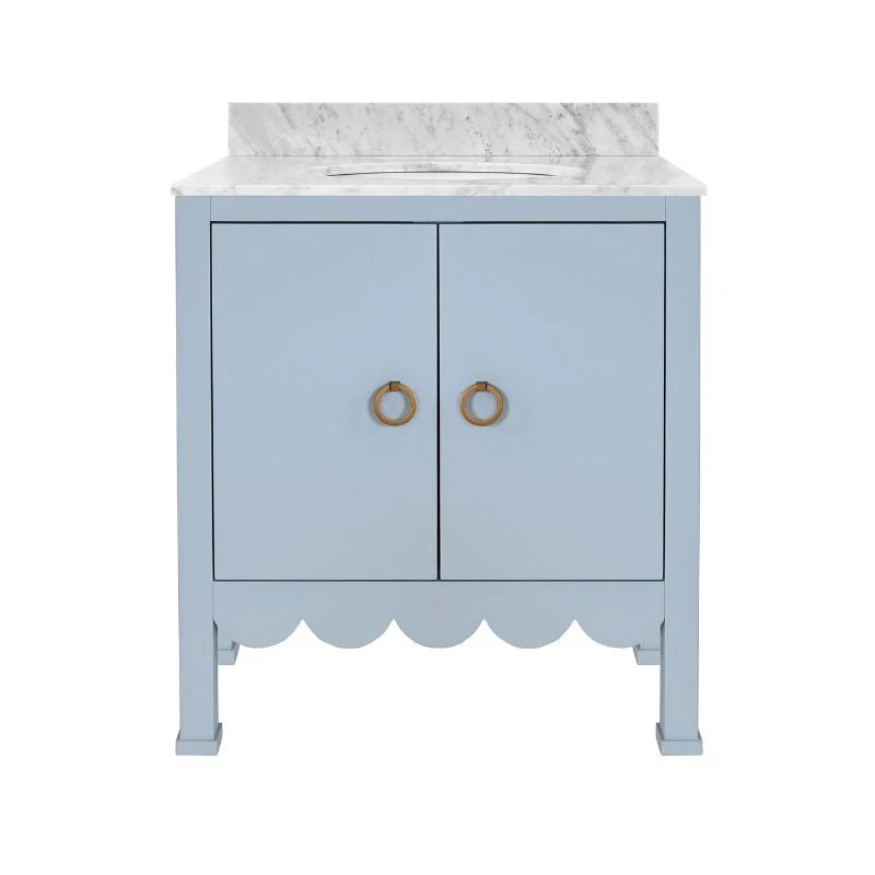 Horizon 30.5" Single Bathroom Vanity With Cararra Marble Top - Blue 1 Horizon 30.5" Single Bathroom Vanity With Cararra Marble Top - Blue
