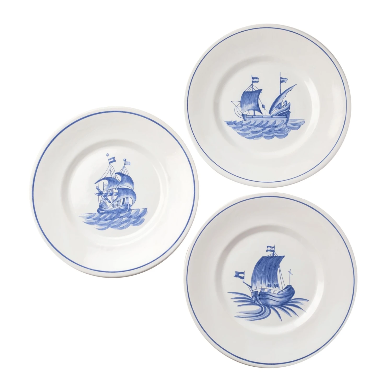 Bateau Hand Painted Dinner Plate - Set Of 3 1 Bateau Hand Painted Dinner Plate - Set Of 3