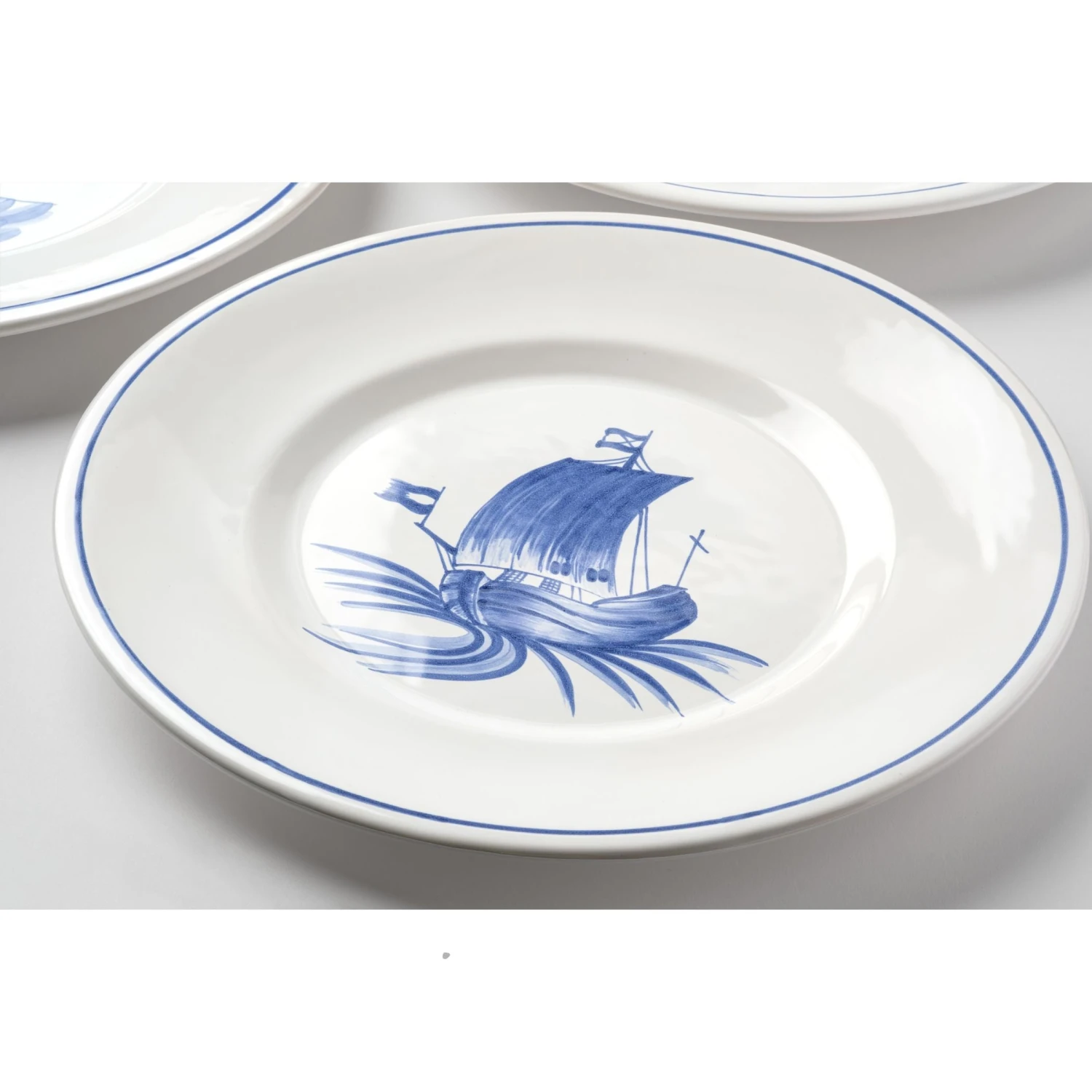 Bateau Hand Painted Dinner Plate - Set Of 3 11 Bateau Hand Painted Dinner Plate - Set Of 3 - Image 11