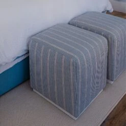 Audrey Accent Ottoman In Sailor Stripe Blue -Sabre Home Decor Sale ZC429 2 e34a5498 89db 458f 9505 2b717938db1c