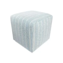 Audrey Accent Ottoman In Sailor Stripe Blue