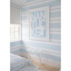 Resort Bamboo Luggage Rack - White With Light Blue Stripe Straps -Sabre Home Decor Sale ZC49 2 6984ac40 7c63 4195 8a19 827874638096